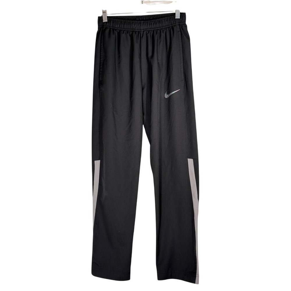 Nike Small Black Track Pants with Gray Reflective Accents‎